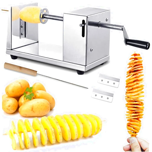 AITRAI Tornado Spiral Potato Cutter, AITRAI Manual Stainless Steel Twisted Potato Curly Fry Cutter for Potatoes Carrots Cucumbers