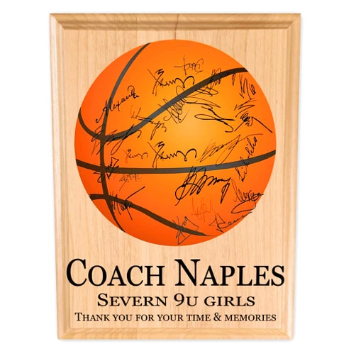 Broad Bay Basketball Coach Gift Plaque SIGNABLE PERSONALIZED Basketball Coaches Award For Team Signatures & Thank You Notes - Solid Wood - 8.5in x 11in x .75in (Basketball Coach)