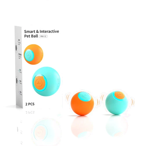 ROJECO Intelligent Interactive Cat Toys Ball with 3 Interactive Modes & LED Lights,Automatic Cat Moving Rolling Ball for Indoor Cat Kitten,Smart Cat Toy Self Rotating Ball Birthday Gift(2Pack)
