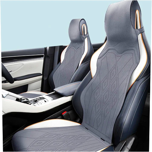 LAVLEM Car Seat Cover Compatible with Jaguar F-PACE SVR Waterproof PU Leather Sports Seat Cushion Suede Vehicle Cushion Comfortable Breathable Double Sided Use (Color : Gray, Size : F-PACE SVR)