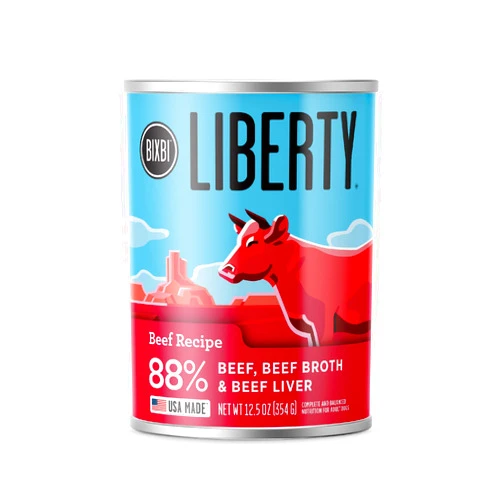 BIXBI Liberty Grain-Free Canned Wet Dog Food, Beef Recipe, 12.5 oz. Cans (Pack of 12)