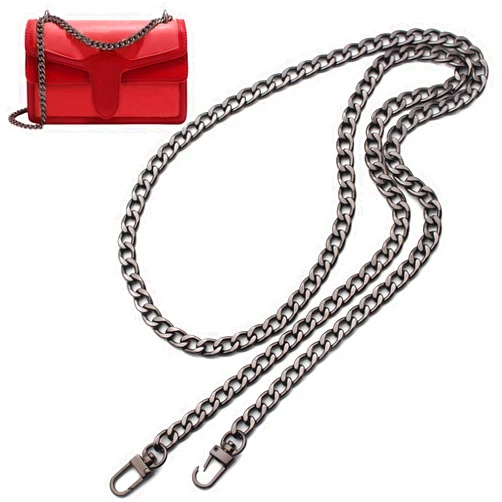 Anvin 47'' Flat Chain Strap DIY Iron Handbag Chains Replacement Purse Straps Shoulder Crossbody Wallet Chain with Metal Buckles for Belt Bag Clutch Pouch(Sturdy With Big Chain Links Weight Only 135g)