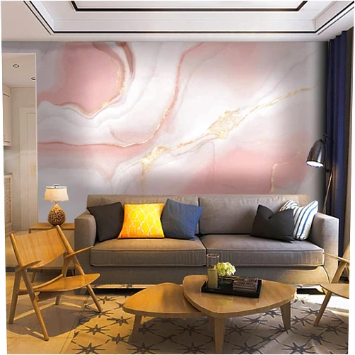 IFKQD&D-1LK2 Wallpaper Wall Mural Pink Marble Rose Gold Self Adhesive Removable Peel & Stick Wall Decor Home Craft Wall Decal Wall Poster Sticker for Living Room, 100''x144'' (254x365cm)