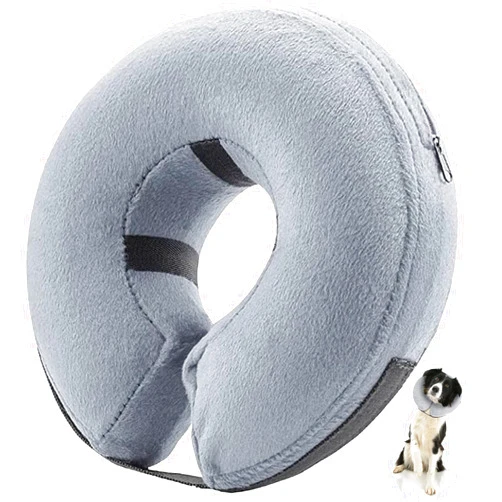 E-KOMG Dog Cone After Surgery, Protective Inflatable Collar, Blow Up Dog Collar, Pet Recovery Collar for Dogs and Cats Soft (Large(12