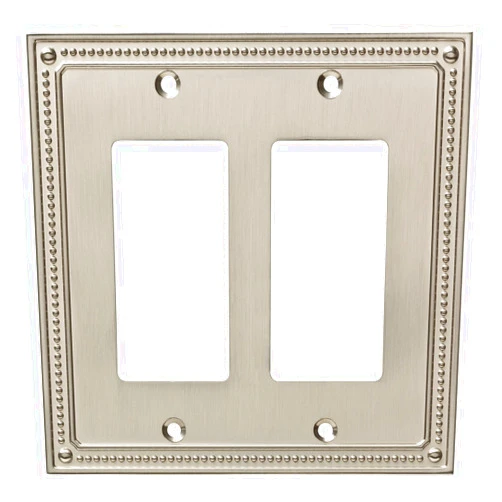 Franklin Brass Classic Beaded Wall Plate, Pure White Double Decorator Outlet Cover, 1-Pack, W35065-SN-C