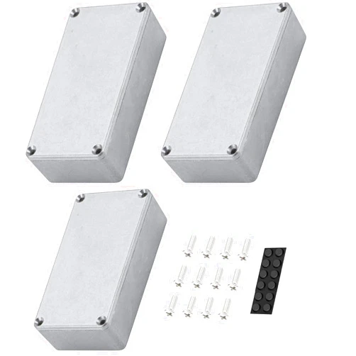DaierTek 3pcs 125B / 1590N1 Aluminum Guitar Effect Pedal Enclosure Metal Stomp Box Enclosure Unfinished 122x66x39.5mm with Rubber Feet