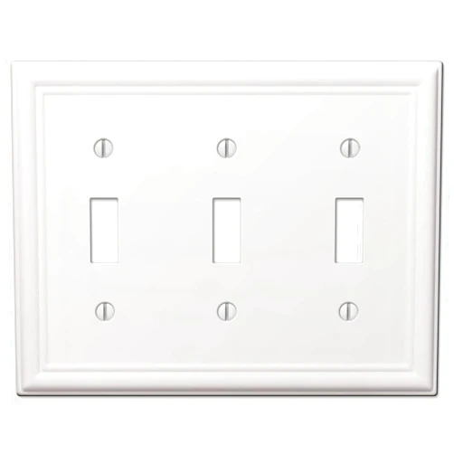 Amerelle 149TTTW Chelsea Wallplate, 3 Toggle, Steel, White, 1-Pack