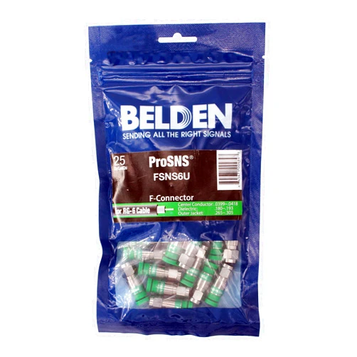 Belden FSNS6U ProSNS Universal F Connectors for RG6/RG6Q Cable (25 Pack)