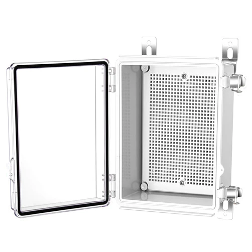 Gratury Junction Box, IP67 Waterproof Plastic Enclosure for Electrical Project, Hinged Transparent Cover, Includes Mounting Plate and Wall Bracket 220×170×110mm (8.6