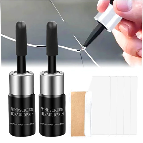 Poouty Cracks Gone Glass Repair Kit, 2024 Upgrade Chipped Windshield Repair Kit Fast Repair Windshield Crack Repair Kit, Windshield Chip Repair Kit Cracked Glass Repair Liquid Fluid for Window Glass (2Pcs)