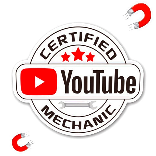 WZCNDIDI Certified YouTube Mechanic Magnet Car Sticker - Funny You-Tube Mechanic Magnet Decal for Expert Mechanic - Automotive Office Gag Gift