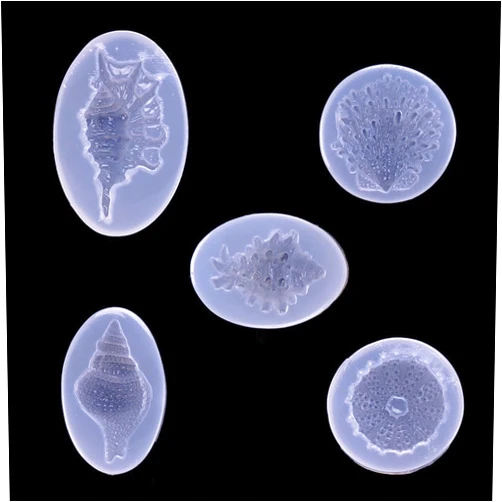 QMIQMI Silicone Resin Molds Kit Mirror Ocean Shell Conch Crystal Mirror Epoxy Mould DIY Conch Decorative Silicone Mould 5Pcs