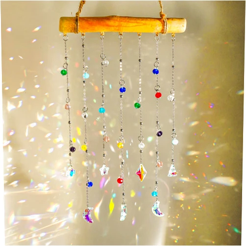 H&D HYALINE & DORA Crystal Sun Catcher Crystal Wind Chimes for Outside Rainbow Maker Suncatchers for Window Hanging Garden Home Decor
