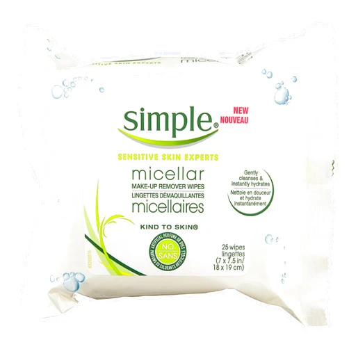 Simple Facial Wipes Micellar, 25 Count (Pack of 6)