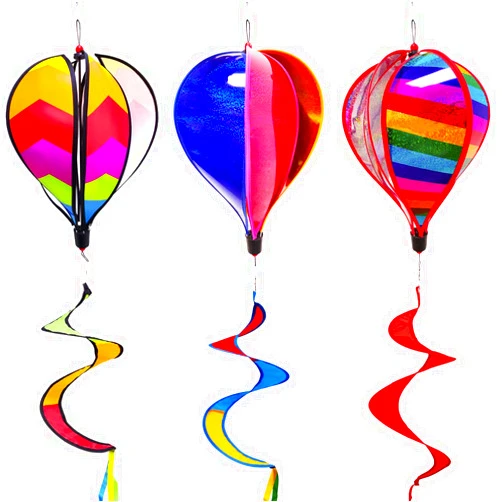 Timecity 3 PCS Hot Air Balloon Wind Spinner Garden Wind Socks Large Outdoor Hanging Spinner Colorful Windmill Rainbow Windsock Catchers Ornaments for Lawn Yard Decor