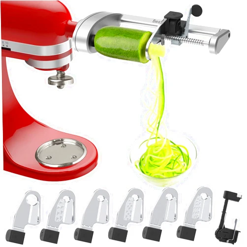 Bestand Spiralizer Attachment Compatible with KitchenAid Stand Mixer, Comes with Peel, Core and Slice, Not KitchenAid Brand Spiralizer Attachment(7 Blades)