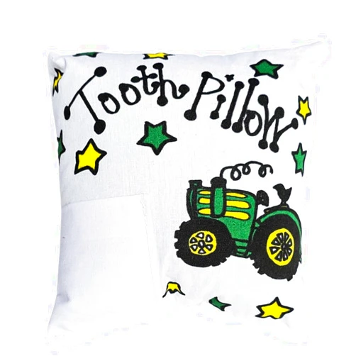 Bunnies and Bows Tooth Fairy Pillow for Boys, Tractor Themed, Secure Tooth Pocket, Enchanting Tooth Fairy Dust, and Poem - A Handmade Keepsake for Cherished Childhood Moments