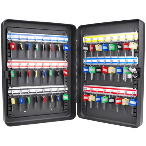 Barska Wall Mount Adjustable Cabinet with Colorful Key Tag Labels Combination Lock Box, 48 Position, Black