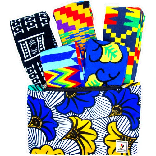 Afrisocks 5-pairs collection Kente, Ankara, African Wax Print socks (Small (US Men's 4.5-7.5), Yawda Collection)