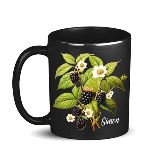 LASNECK Custom Name Blackberry Mug, Blackberry Fruit Black Cup 11oz 15oz, Personalized Fruit Themed Coffee Mug, Customized Blackberry Design Ceramic Cup, Gifts For Blackberry Lovers