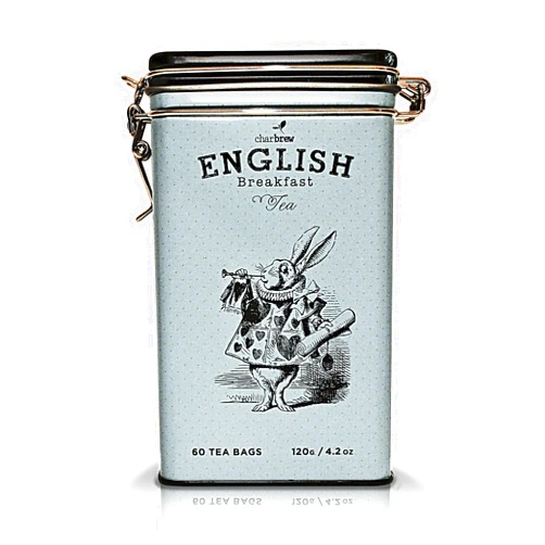 Charbrew Alice In Wonderland Tea Tin Limited Edition - 60 English Breakfast Tea Bags