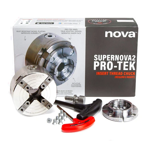 NOVA 23262 13-Piece PRO-TEK SUPERNOVA2 Insert-Type Wood Lathe Chuck and Jaws Set