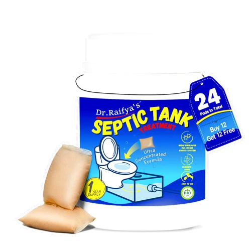 Dr.Raifya's Septic Tank Treatment Pods - 24 Pcs for 2-Year Supply | Beneficial Bacteria & Enzymes Formula Ultra Concentrated for Clog Prevention & Odor Elimination | Suitable for All Septic Systems