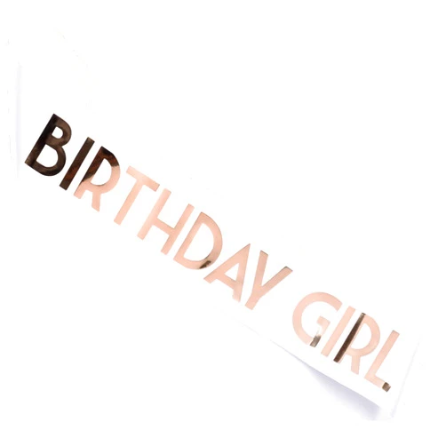 CORRURE 'Birthday Girl' Sash with Rose Gold Foil - Soft Satin White Sash for Women - Happy Birthday Sash for Sweet 16, 18th 21st 25th 30th 40th 50th or Any Other Bday Party