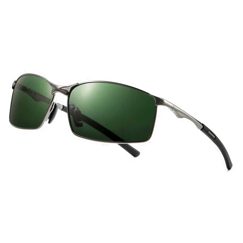 SUNGAIT Ultra-Lightweight Polarized Sunglasses Men for Driving Fishing Golf, Rectangular Metal Frame with Spring Hinge