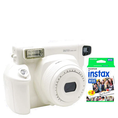 Fujifilm INSTAX Wide 300 Photo Instant Film Camera (White) with Fujifilm Instax Wide Instant Film Twin Pack Instant Film (20 Shots) (Fuji0056)