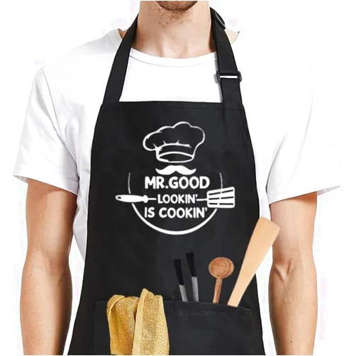 YEARSTAR Funny Apron for Men Adjustable Chef Aprons with Pocket Waterproof Cooking Grilling BBQ Aprons for Dad, Husband