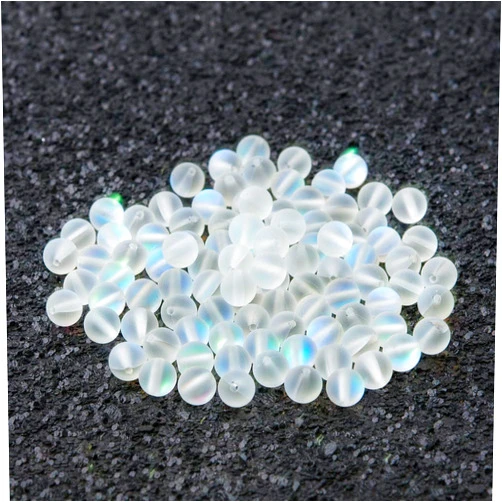 DoreenBeads Matte Aurora Crystal Glass Beads 100Pcs 6mm Frosted Mystic Aura Mermaid Glass Beads Mermaid Shimmer Flash Round Moonstones for Bracelet Necklace Jewelry Making DIY Craft(Clear)
