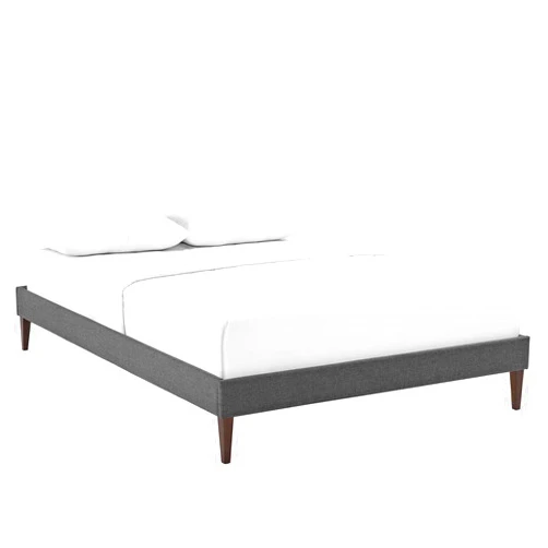 Ergode Tessie Platform Bed | Solid Wood Frame | Polyester Upholstery | Tapered Legs | Gray | Queen Size | No Box Spring Needed | Compatible with Memory Foam Mattresses | Mattress Not Included