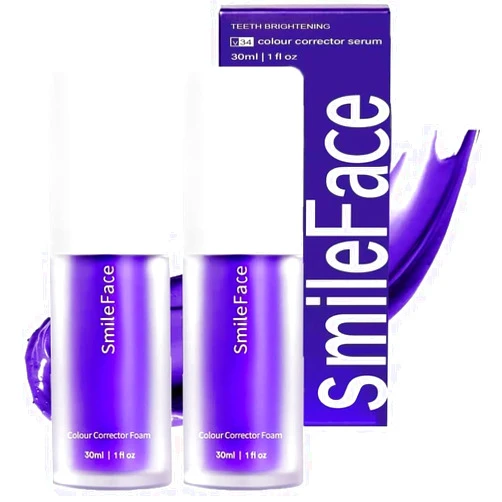 BETYBOPT Purple Toothpaste for Teeth Whitening,Purples Teeth Whitening Kit,2PCS Purple Color Corrector Whitening Toothpaste,Tooth Stain Removal,Fresh Breath Formula with Unique Purple for Coffee/Smokers/Tea