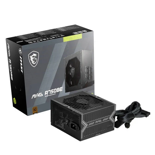 MSI MAG A750BE Gaming Power Supply - 80 Plus Bronze Certified 750W - Semi-Modular - Low Noise ATX PSU