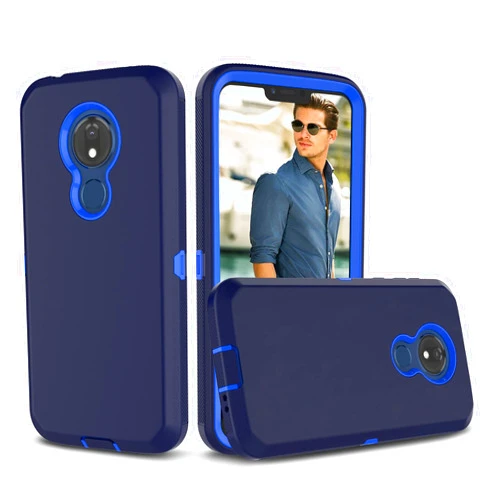 Tiflook for Moto G7 Power/Moto G7 Supra/G7 Optimo Maxx Case,Shockproof Armor Drop Protection Heavy Duty Rugged Bumper Hard Plastic & Shock Absorption Rubber Hybrid Cover Case[Navy Blue]