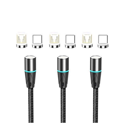 N. NETDOT Gen12 Magnetic Fast Charging Data Transfer Cable Compatible with Micro-USB & USB-C Smartphones Come with 2 Connectors Each Cable[5ft,3 Pack Black]