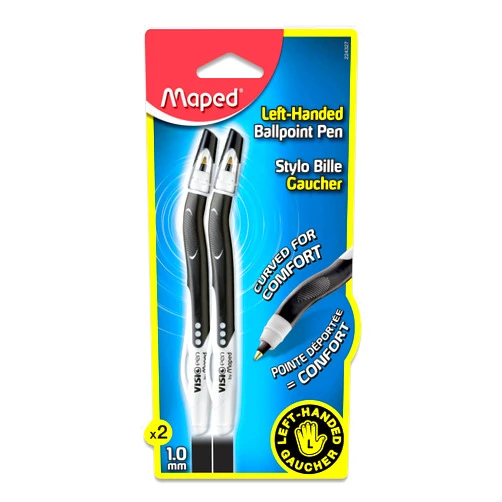 Maped - Visio Left-Handed Quick-Drying Ballpoint Pen - Innovative (Black) - 2 Pack of 1