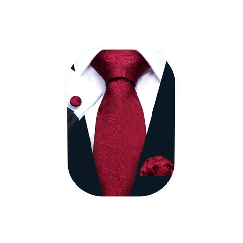 Barry.Wang Men Bow Tie Set Paisley Stripe Silk Pre-Tied Bowtie Pocket Square Cufflinks Formal Wedding Party Prom