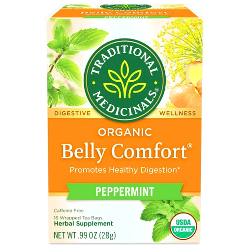 Traditional Medicinals Organic Belly Comfort Peppermint Herbal Tea, Promotes Healthy Digestion, (Pack of 1) - 16 Tea Bags