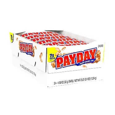 PAYDAY Peanut and Caramel Candy, Bulk Candy, 1.85 oz Bars (24 ct) Peanut Caramel, Standard 24 Count (Pack of 1)
