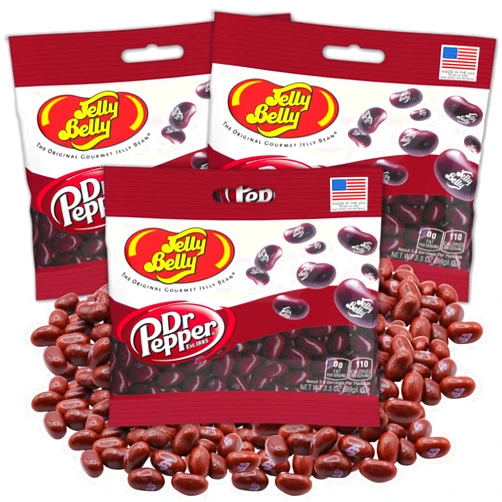 Sweetzo Dr. Pepper Jelly Beans, Soda Flavored Chewy Candies, Bulk Individually Bagged Shareable Candies, Pack of 3, 3.5 Ounces