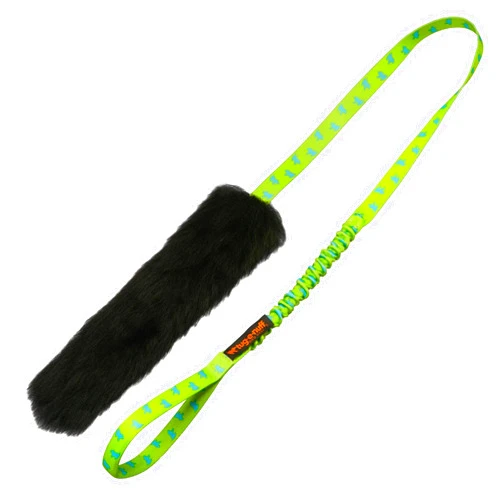 Tug-E-Nuff Sheepskin Bungee Chaser Tug | Durable Dog Tug Toy Chaser with Extra Long Handle | Ideal for Interactive Dog Training | 100% Responsibly-sourced Sheepskin | Size 47 x 12 inches