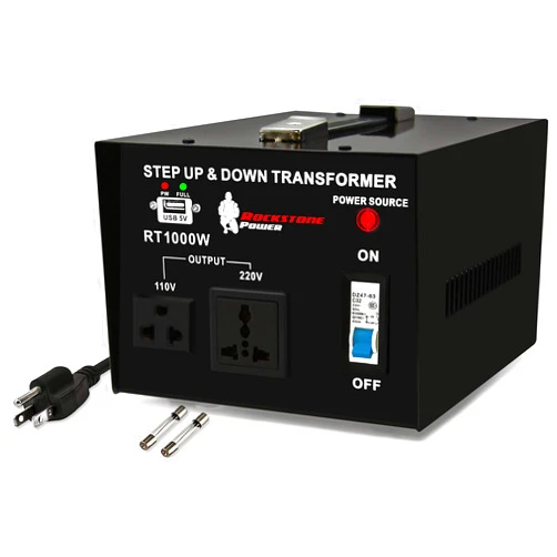 ROCKSTONE POWER 1000 Watt Voltage Converter Transformer - Heavy Duty Step Up/Down AC 110V/120V/220V/240V Power Converter - Circuit Breaker Protection – DC 5V USB Port - CE Certified [3-Year Warranty]