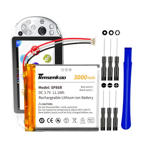 Timsenkoo Upgraded 3000mAh SP86R Replacement Battery for Sony PS Vita 2007 PCH-2000 PCH-2007 PSV2000 4-451-971-01 with Repair Tool Kit