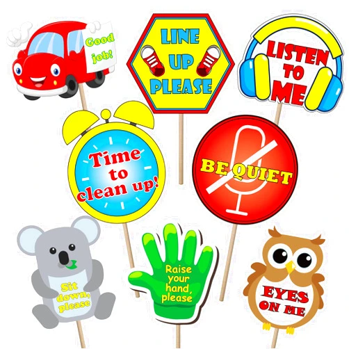 Gisgfim 8 Pieces Manage Your Class Signs Management Signs for Nursery Homeschool Playroom Teacher Class Classroom Rules Banner Educational Posters for Preschool Toddler Kid Kindergarten Classroom Decoration