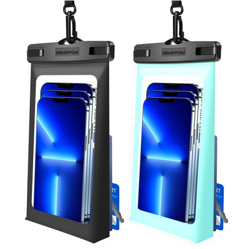 newppon Floating Waterproof Phone Pouch : 2 Pack Universal Floatable Water Proof Dry Bag Case - Float Clear Cell Holder with Lanyard for iPhone 15 14 13 12 11 Pro Max Plus Samsung for Beach Swimming