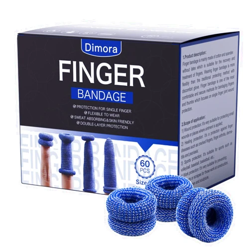 Dimora Finger Cots, Pack of 60 (Large Size) Finger Protectors, Breathable Bandages for Wound Care, Stretchy Sleeves for Gardening, Fitness and Cargo Handling, Blue