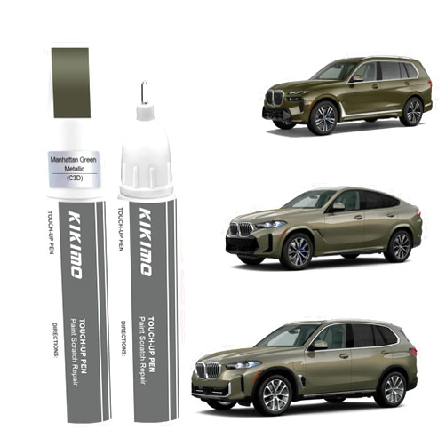 KIKIMO for BMW Touch Up Paint(Manhattan Green Metallic(C3D)), Car Paint Repair Kit for BMW, 2 In 1 Scratches Repair with Pen Tip and Brush, Color-Matched for Quick & Easy Fix
