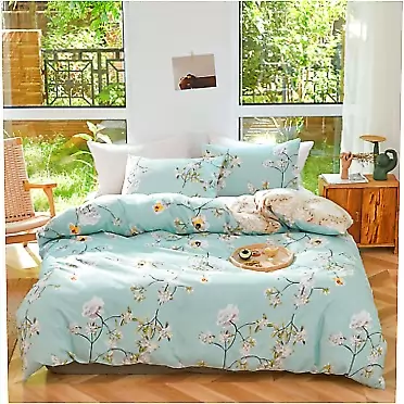 Joyreap 3pcs Floral Comforter Set, Soft Microfiber Comforter for All Season, Elegant White Flower Printed on Blue Reversible Design (Twin, 68x86 inches) Blue Floral Twin (68